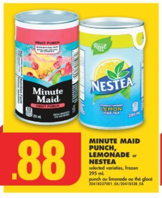 No Frills Minute maid punch, lemonade or nestea, 295 ml offer