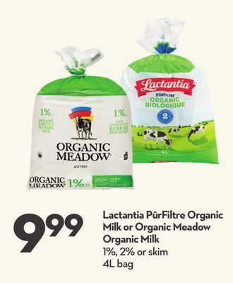 Longo's Lactantia pūrfiltre organic milk offer