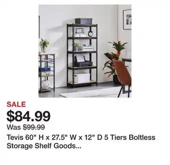 Wayfair Tevis 60 h x 27.5 w x 12 d 5 tiers boltless storage shelf goods rack offer