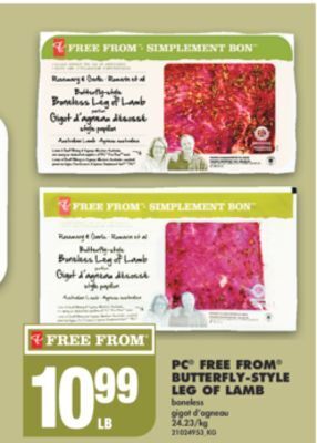 No Frills Pc® free from® butterfly-style leg of lamb offer