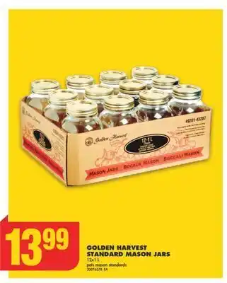 No Frills Golden harvest standard mason jars, 12x1 l offer