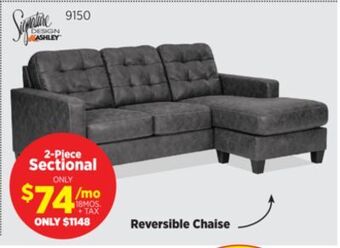 Surplus Furniture Venaldi gunmetal 2-piece sectional offer