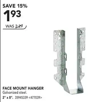 Lowe's Face mount hanger 2 x 8 offer