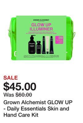 Sephora Grown alchemist glow up - daily essentials skin and hand care kit offer