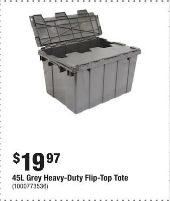 Home Depot 45l grey heavy-duty flip-top tote offer