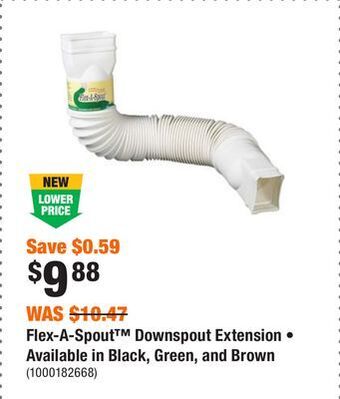 Home Depot Flex-a-spout™ downspout extension • available in black, green, and brown offer