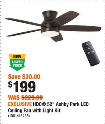 Home Depot Exclusive hdc® 52 ashby park led ceiling fan with light kit offer