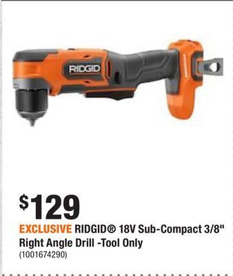 Home Depot Exclusive ridgid® 18v sub-compact 3/8 right angle drill -tool only offer