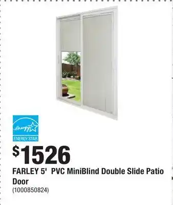 Home Depot Farley 5' pvc miniblind double slide patio door offer
