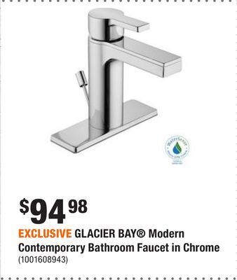 Home Depot Exclusive glacier bay® modern contemporary bathroom faucet in chrome offer