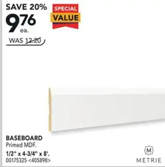 RONA Metrie baseboard 1/2 x 4-3/4 x 8' offer