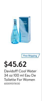 Walmart Davidoff cool water 34 oz 100 ml eau de toilette for women offer