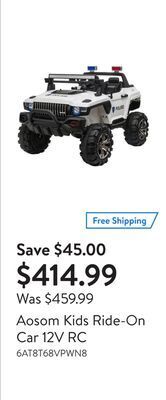 Walmart Aosom kids ride-on car 12v rc offer
