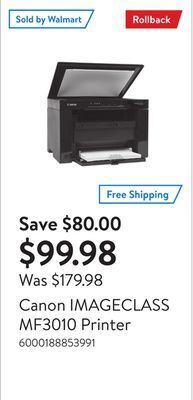 Walmart Canon imageclass mf3010 printer offer