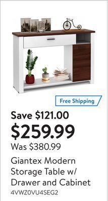 Walmart Giantex modern storage table w/drawer and cabinet offer