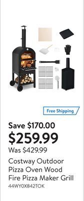 Walmart Costway outdoor pizza oven wood fire pizza maker grill offer