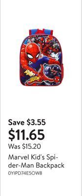 Walmart Marvel kid's spider-man backpack offer