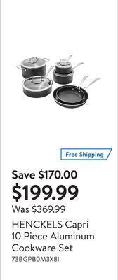 Walmart Henckels capri 10 piece aluminum cookware set offer