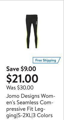 Walmart Jomo designs women's seamless compressive fit legging|s-2xl|3 colors offer
