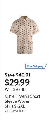 Walmart O'neill men's short sleeve woven shirt|s-2xl offer