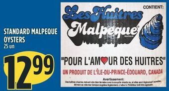 Marché Adonis Standard malpeque oysters offer