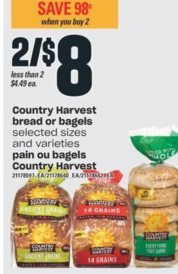 Valu-mart Pain ou bagels country harvest offer