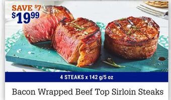 M & M Food Market Bacon wrapped beef top sirloin steaks offer
