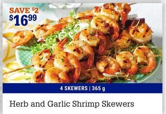 M & M Food Market Herb and garlic shrimp skewers offer