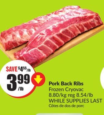 FreshCo Pork back ribs frozen cryovac 8.80/kg offer