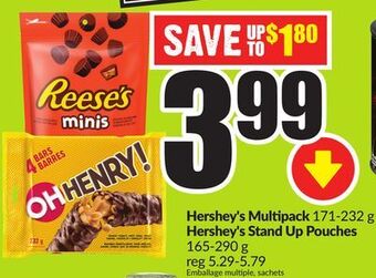 FreshCo Hershey's multipack 171-232 g hershey's stand up pouches 165-290 g offer