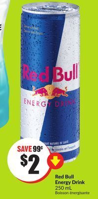 FreshCo Red bull energy drink 250 ml offer