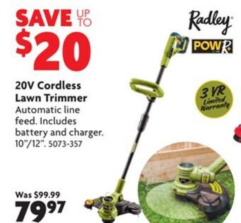 Home Hardware 20v cordless lawn trimmer offer