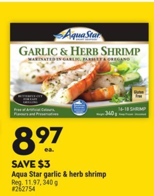 Giant Tiger Aqua star garlic & herb shrimp offer