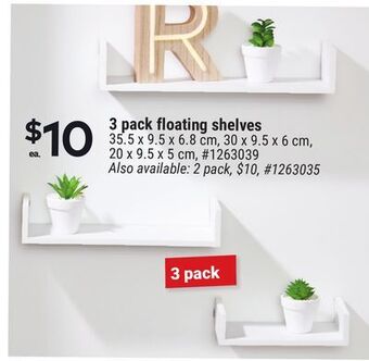 Giant Tiger 3 pack floating shelves offer