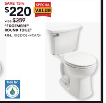 RONA Edgemere round toilet 4.8 l. offer