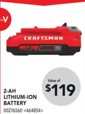 RONA Craftsman 2-ah lithium-ion battery offer