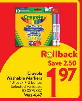 Walmart Crayola washable markers offer