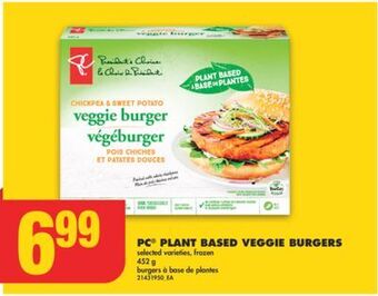 No Frills Pc® plant based veggie burgers, 452 g offer