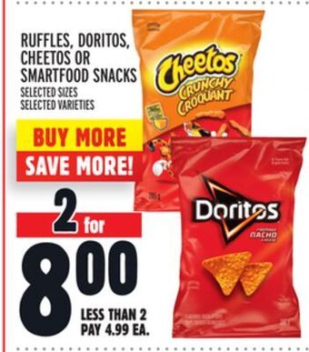 Metro Ruffles, doritos, cheetos or smartfood snacks offer