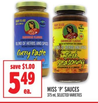 Metro Miss 'p' sauces offer