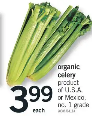 Fortinos Organic celery offer