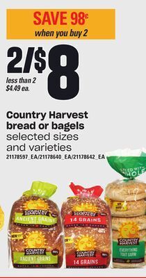Loblaws Country harvest bread or bagels offer