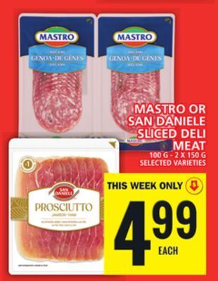 Food Basics Mastro or san daniele sliced deli meat offer