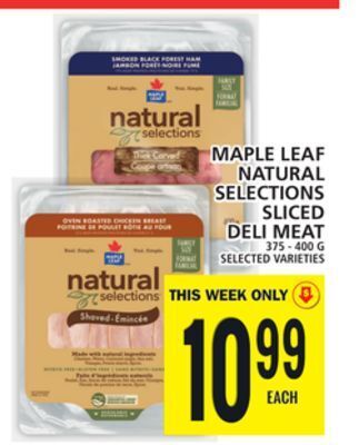 Food Basics Maple leaf natural selections sliced deli meat offer