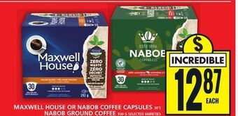 Food Basics Maxwell house or nabob coffee capsules or nabob ground coffee offer