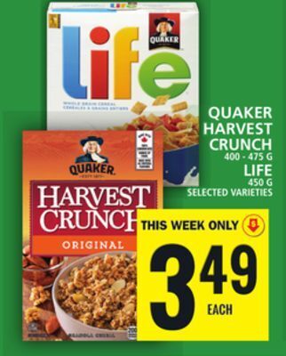 Food Basics Quaker harvest crunch or life offer