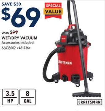 RONA Craftsman wet/dry vacuum offer