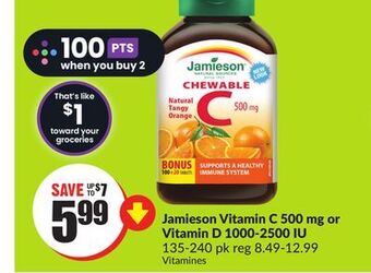 Chalo FreshCo Jamieson vitamin c 500 mg or vitamin d offer