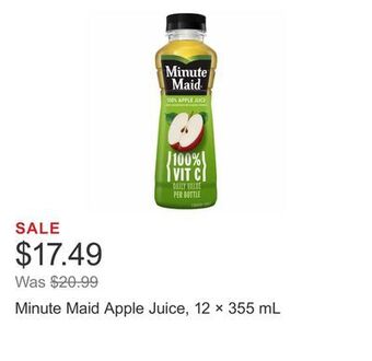 Costco Minute maid apple juice, 12 × 355 ml offer