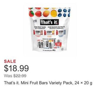 Costco That's it. mini fruit bars variety pack, 24 × 20 g offer